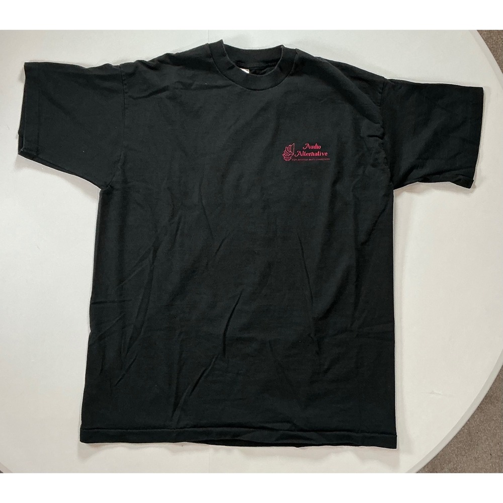 VTG USA Made 90s Single Stitch Audio Alternative T Shirt Mens XL Black
